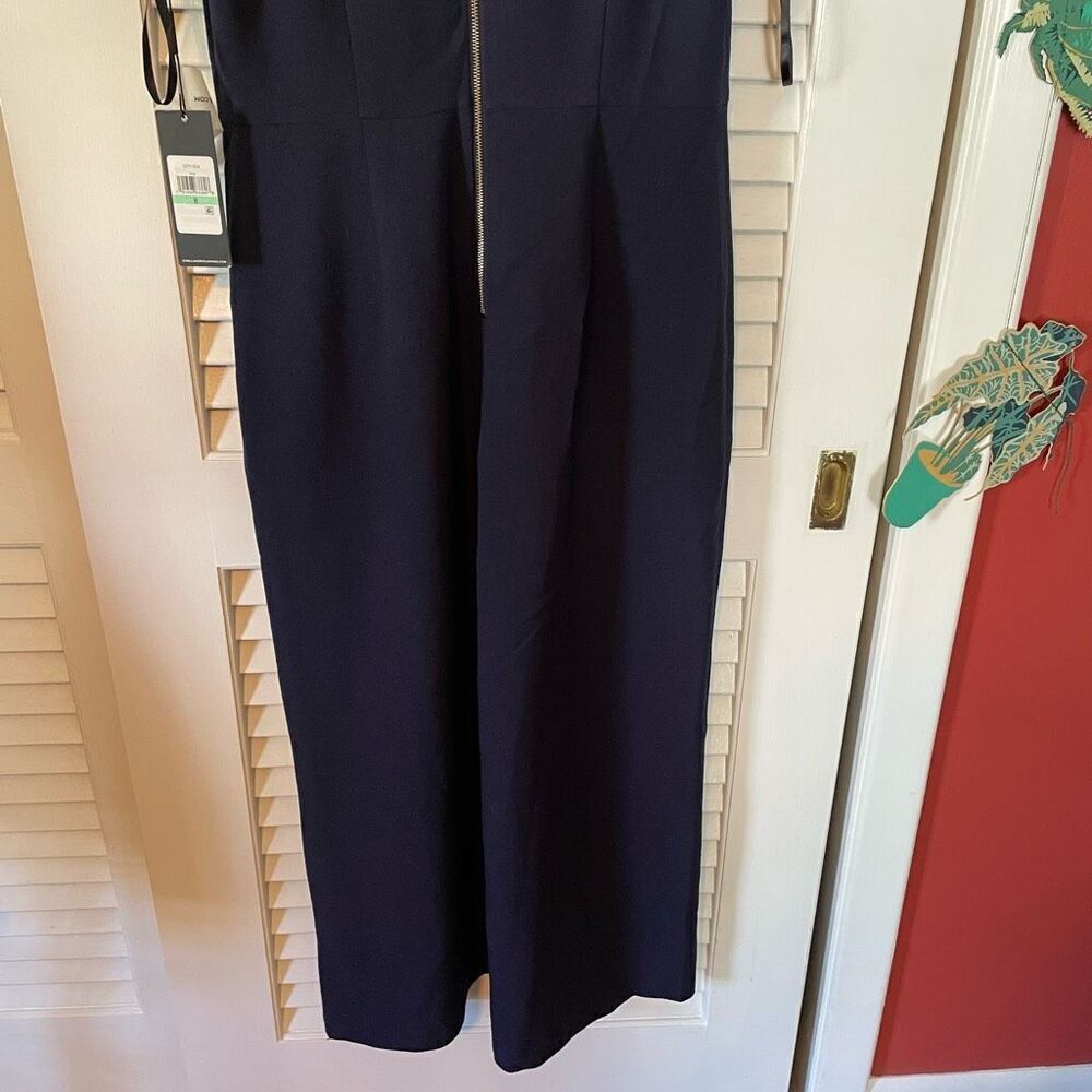 KARL LAGERFELD | melia cold shoulder midi jumpsuit in navy 8 NWT - Picture 12 of 12
